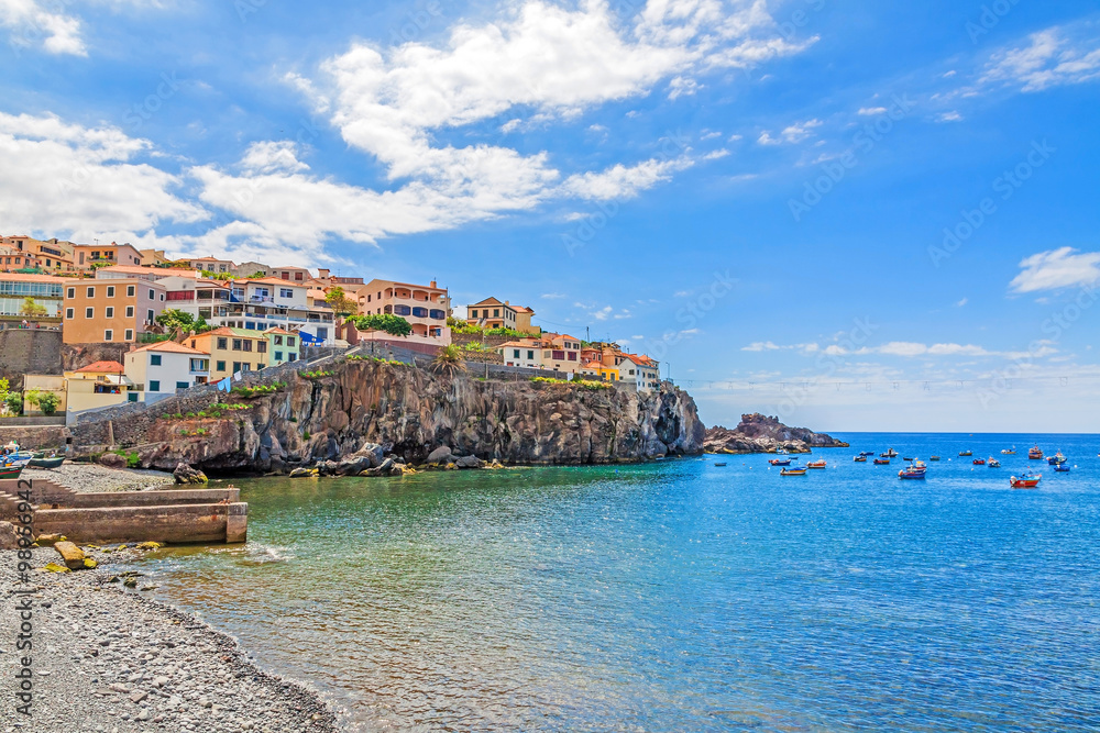 Fototapeta premium Camara de Lobos harbor, Madeira with fishing boats