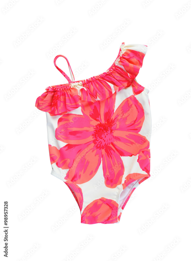 Fototapeta premium Colorful fused kids swimsuit isolated on white.