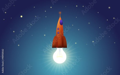 Lightbulb as reactive engine of startup rocket