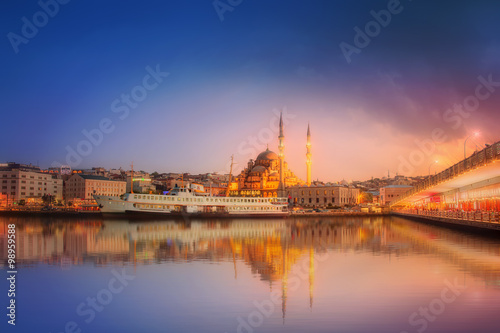The beauty panorama of Istanbul at a dramatic sunset © boule1301