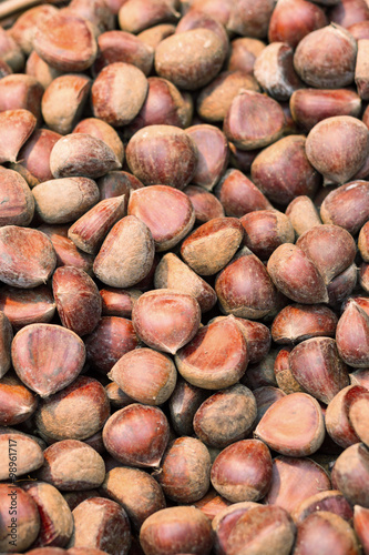 Closeup of roasted chestnuts