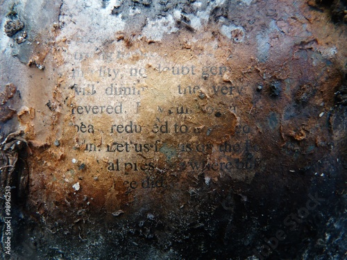 burnt text creative newspaper book
