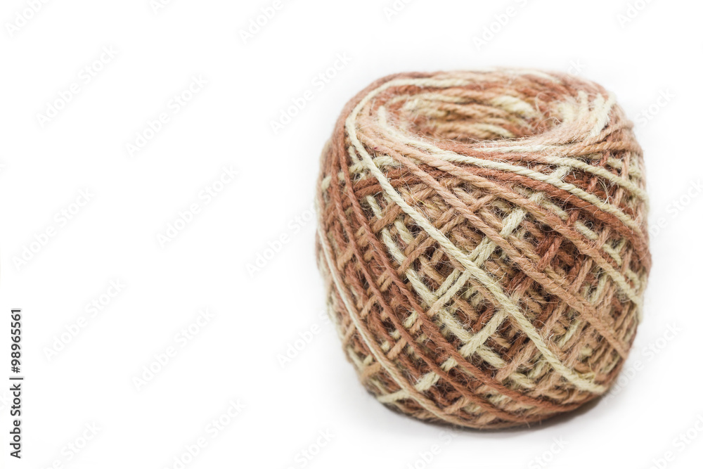 colorful roll of jute, string, hemp rope isolated on white background colorful roll of jute, string, hemp rope isolated on white background