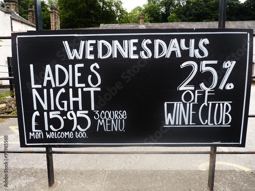 ladies night meal pub sign