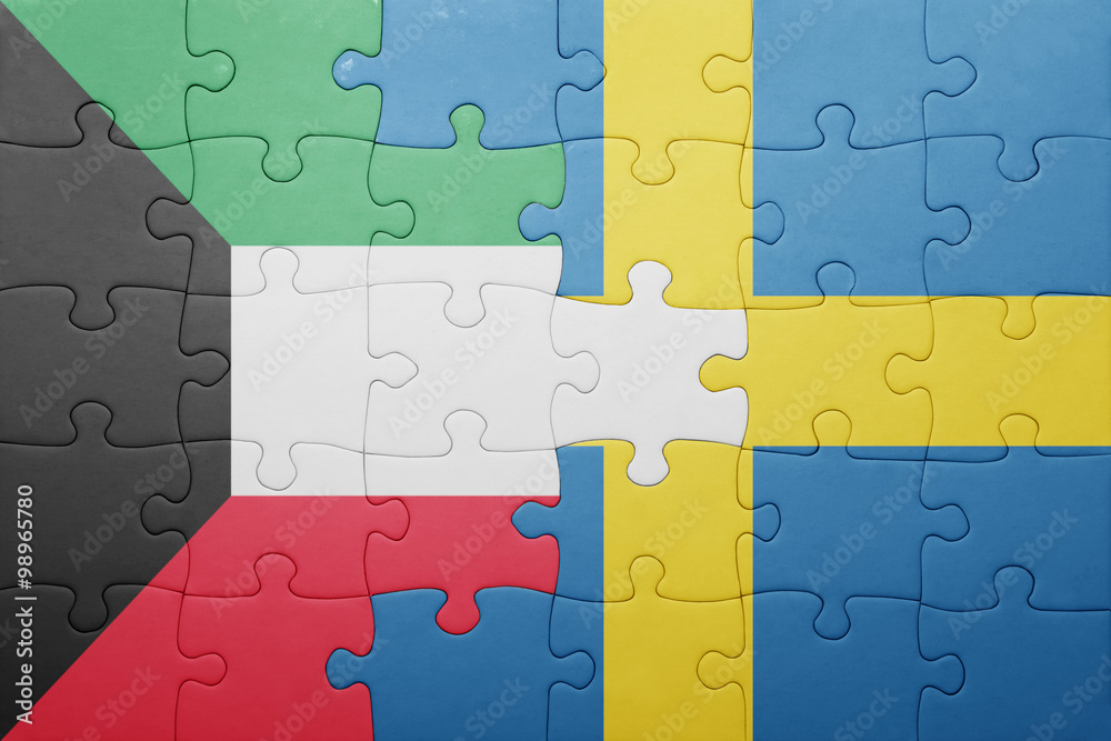 puzzle with the national flag of sweden and kuwait puzzle with the national flag of sweden and kuwait