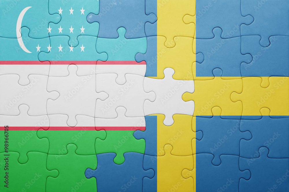puzzle with the national flag of sweden and uzbekistan puzzle with the national flag of sweden and uzbekistan