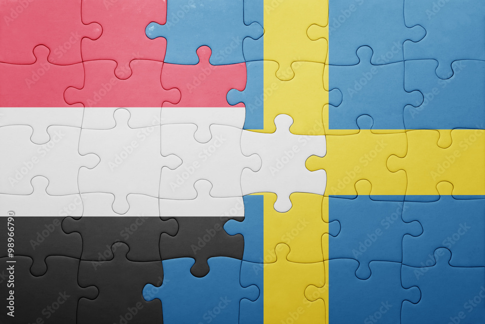 puzzle with the national flag of sweden and yemen puzzle with the national flag of sweden and yemen