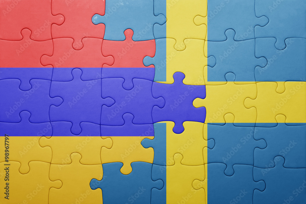 puzzle with the national flag of sweden and armenia puzzle with the national flag of sweden and armenia