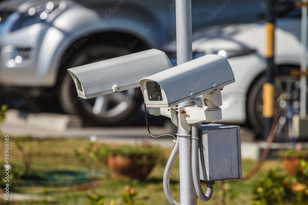 CCTV security camera at car park CCTV security camera at car park