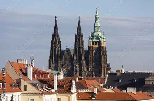 Пражский град. Собор Святого Вита со смотровой площадки Страговского монастыря. Прага