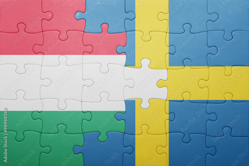 puzzle with the national flag of sweden and hungary puzzle with the national flag of sweden and hungary