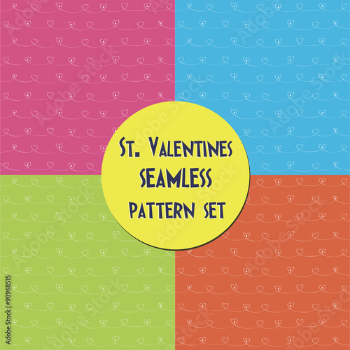 Saint Valentines seamless pattern set