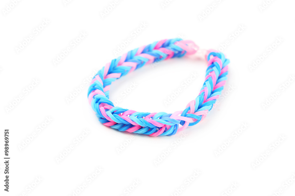 Colorful rubber band bracelets isolated on white Colorful rubber band bracelets isolated on white