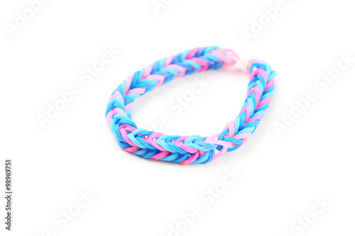 Colorful rubber band bracelets isolated on white