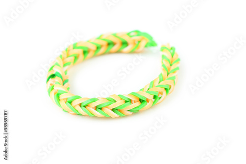 Colorful rubber band bracelet isolated on white