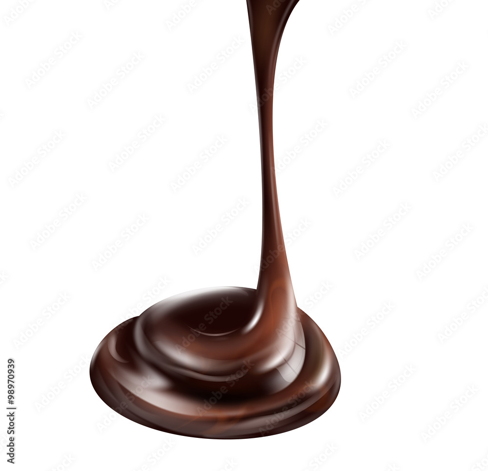 Chocolate flow isolated on white background Chocolate flow isolated on white background