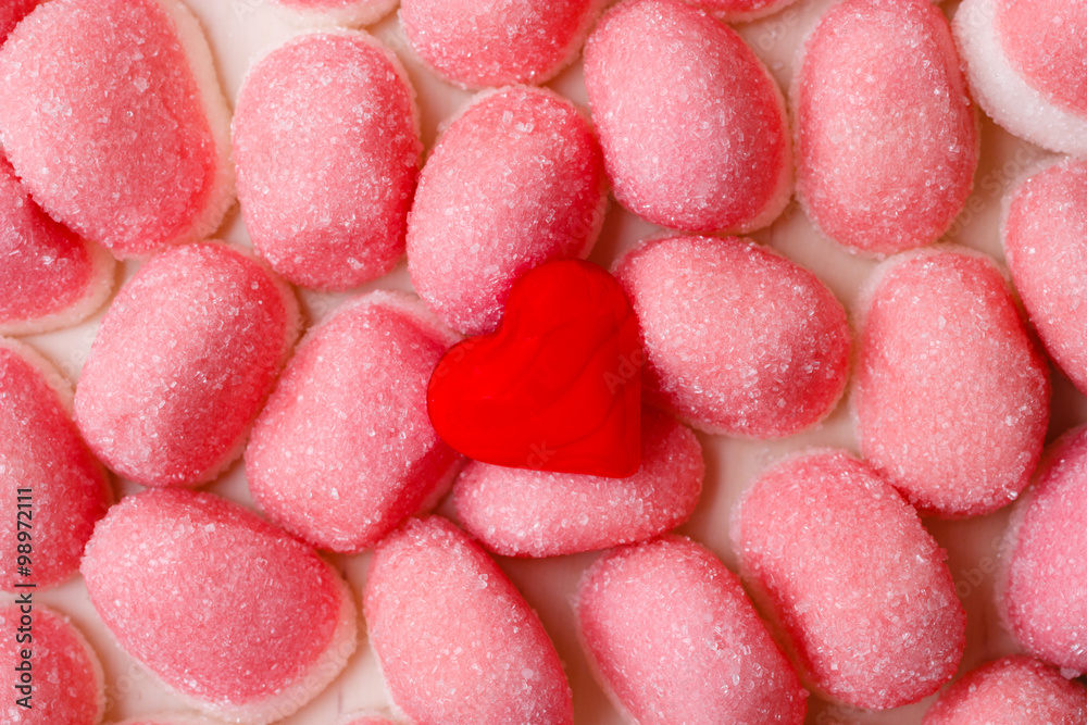 Pink jellies or marshmallows as background Pink jellies or marshmallows as background