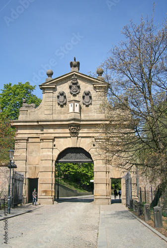 PRAGUE, CZECH REPUBLIC - APRIL 25, 2010: Vysehrad Gate (Leopold Gate), Vysehradska Brana, Czech Republic