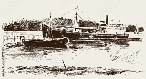 ships on the river berth