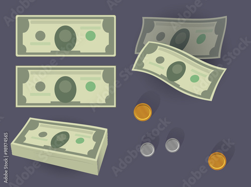 money stack and coins