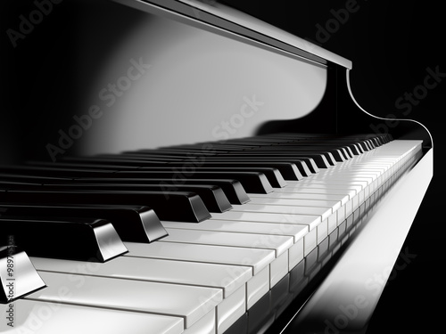 Tela piano keys on black piano