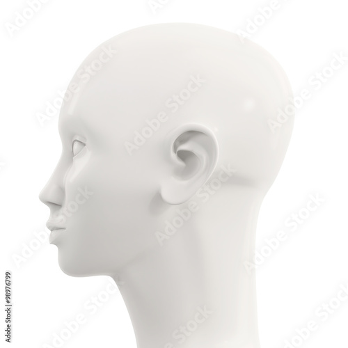 side view of white female mannequin head