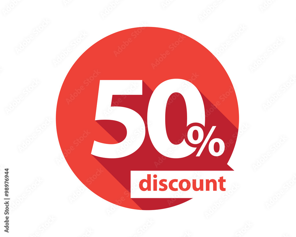 50 percent discount  red circle - obrazy, fototapety, plakaty 