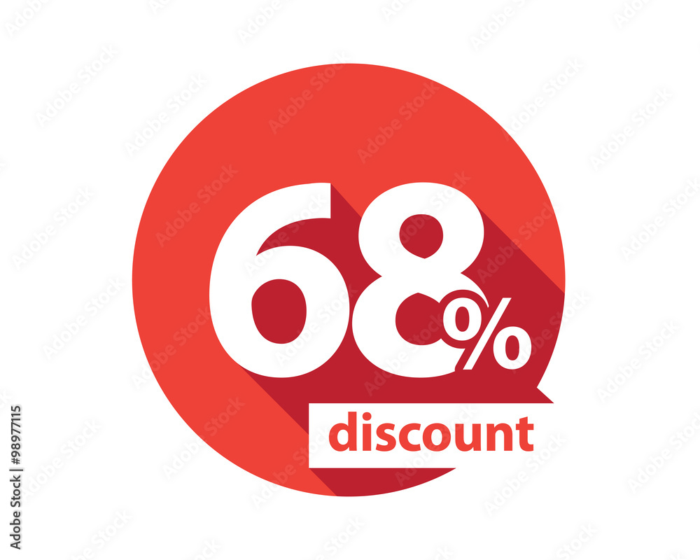 68 percent discount red circle