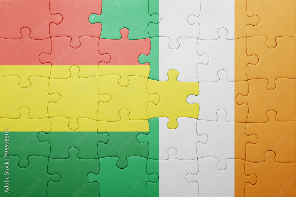 puzzle with the national flag of ireland and bolivia puzzle with the national flag of ireland and bolivia