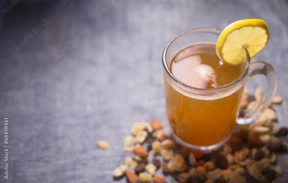 green tea with lemon and nuts green tea with lemon and nuts