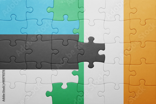 puzzle with the national flag of ireland and estonia