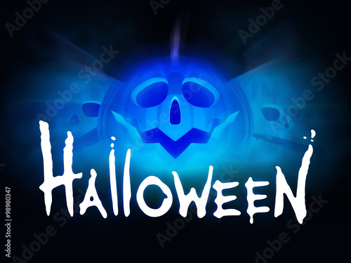 фотографія halloween card with scary ghost pumpkins