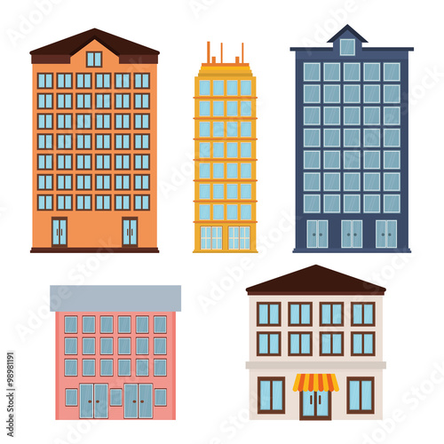 Urban buildings icons