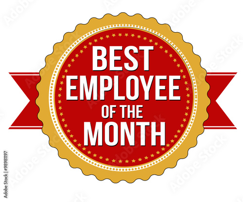 Employee of the month label or stamp