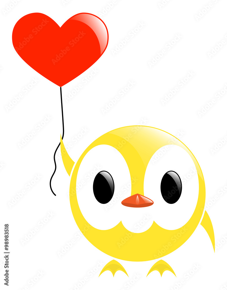 vector chick and heart