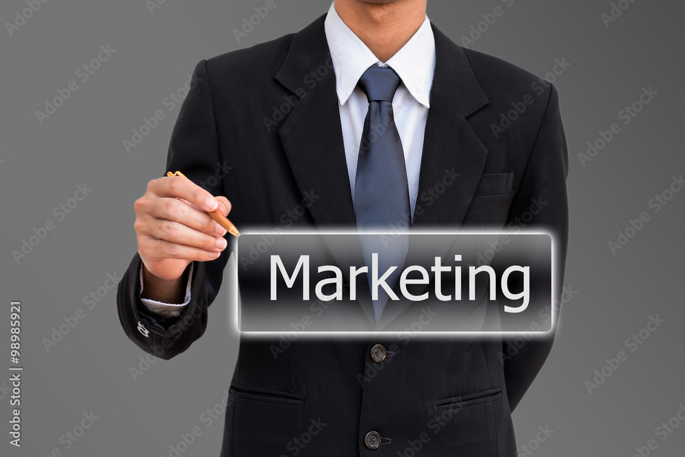 Business man select dialog text. Business man select dialog text.