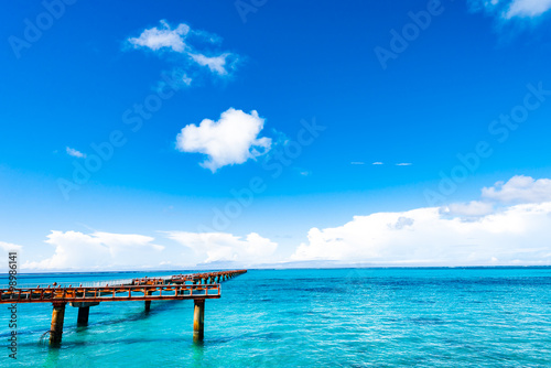 Sea  pier  landscape. Okinawa  Japan.