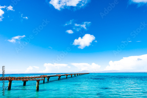 Sea, pier, landscape. Okinawa, Japan. © dreamsky