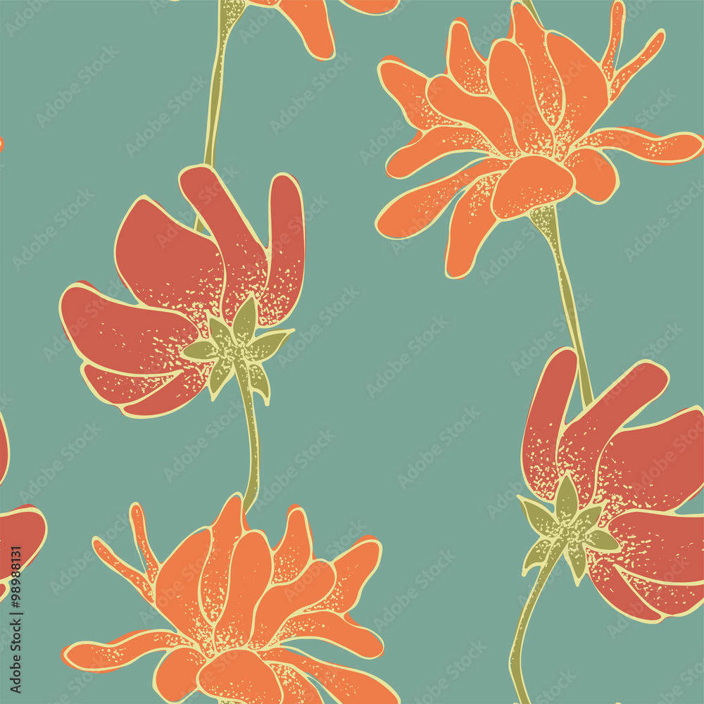 Fotografija Floral Pattern With hand-drawn flowers