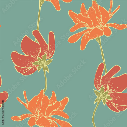 Konstfotografi Floral Pattern With hand-drawn flowers