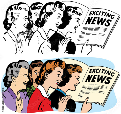 Women reading exciting news