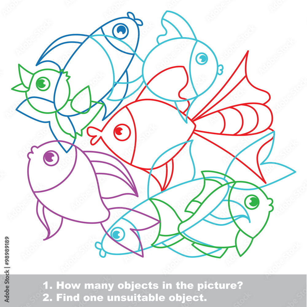 Fototapeta premium Fish mishmash colorful set in vector.