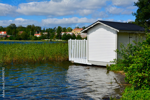 Fotografi Blick über den See in Ed, Schweden