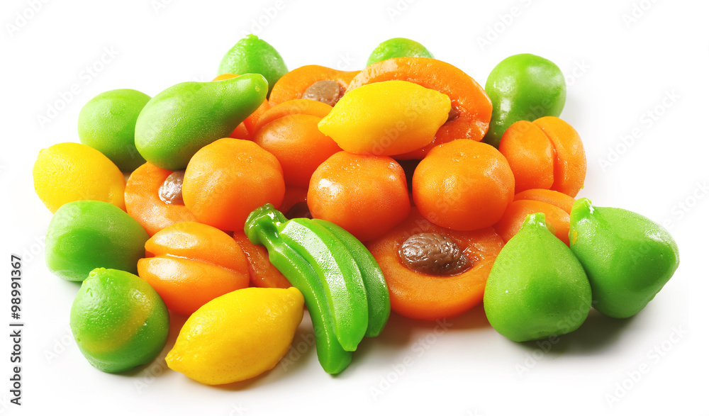 Fruit jelly candies isolated on white Fruit jelly candies isolated on white