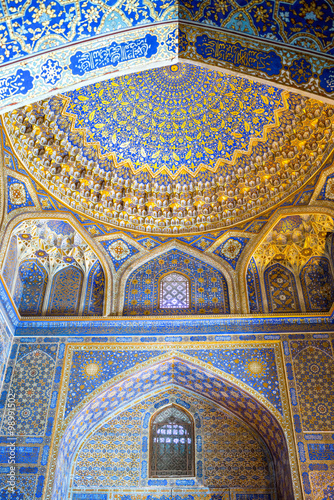 Uzbekistan  Samarkand  the wonderful decorations of the Bibi Khanim mosque inside
