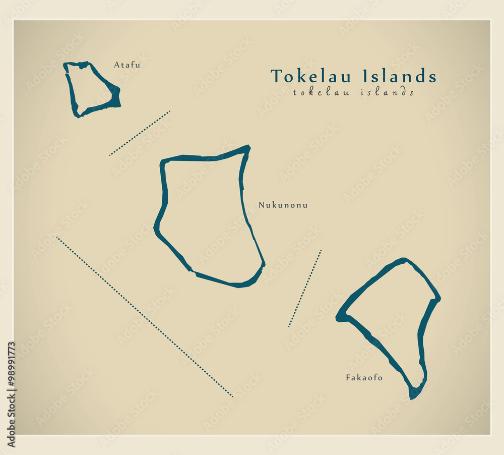 Modern Map Tokelau Islands with names TK Stock Vector Adobe Stock