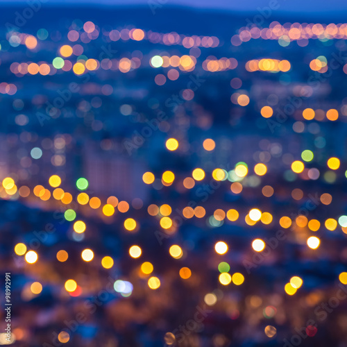 abstract circular bokeh city lights with horizon colorful backgr