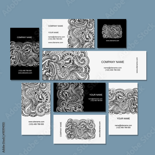 Business cards collection, floral design