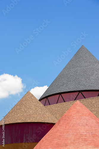 multi colored Roof conical shape