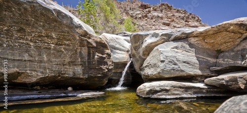 Fresh Water Spring flowing in Dry Desert landscape photo